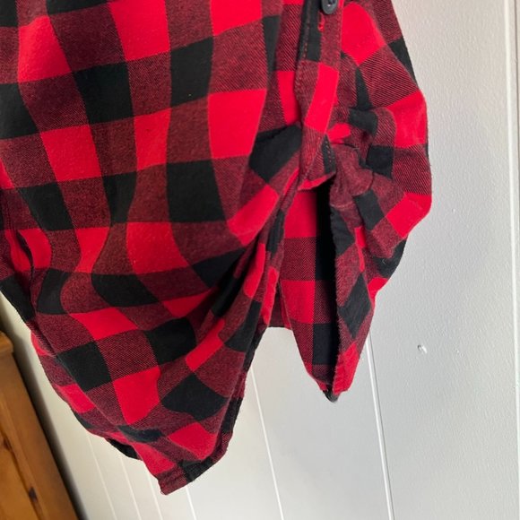 Matchstick Red Flannel Dress with an A Embroidered on pocket, Size Medium - Picture 4 of 5